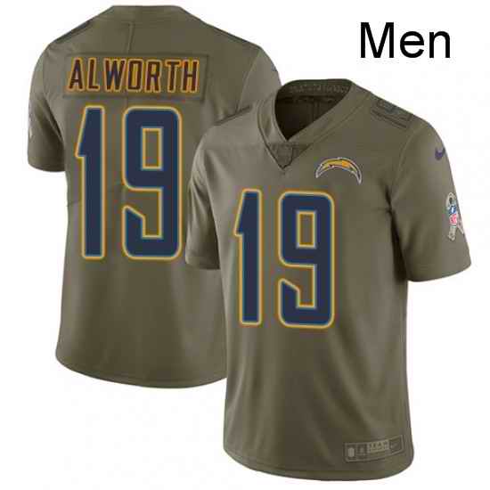 Men Nike Los Angeles Chargers 19 Lance Alworth Limited Olive 2017 Salute to Service NFL Jersey